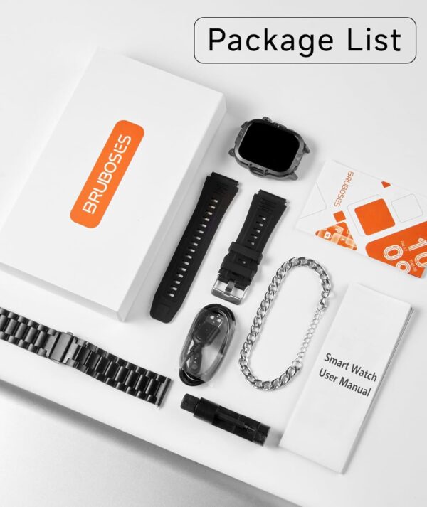 Smart Watch for Men Military Answer/Make Call 2.01″ Display 170+ Sports Modes Fitness Smart Watch IP68 Waterproof 30 Days Standby Smartwatch for Android iOS Black (2 Straps) - Image 8
