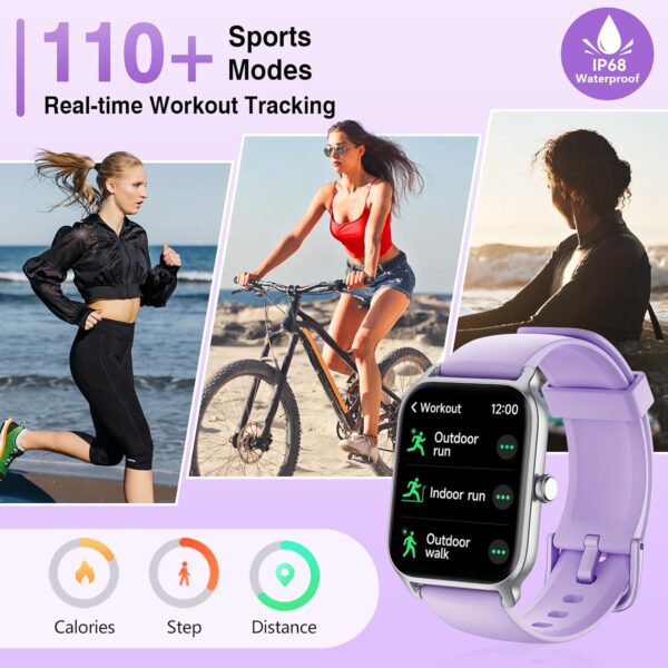 Smart Watches for Women Men, 2025 Smartwatch 1.8'' Alexa Fitness Tracker Smart Watch Compatible for Android iPhone with Bluetooth Call (Answer/Make), IP68 Waterproof Heart Rate/Sleep/SpO2 Monitor 110+ - Image 2
