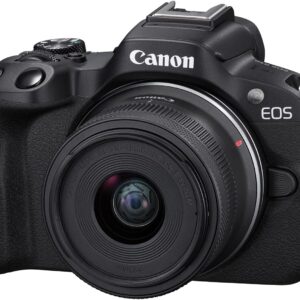 Canon EOS R50 Mirrorless Camera RF-S18-45mm F4.5-6.3 is STM Lens Kit, 24.2 Megapixel CMOS (APS-C) Sensor, 4K Video, Hybrid Camera, Photo and Video, Vlogging, Content Creator, RF Mount, Black