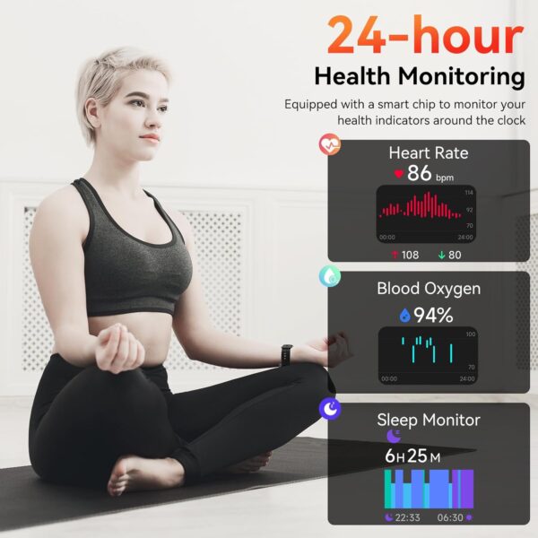 Smart Watch with Alexa Built-in, 1.83" HD Touchscreen, Digital Bluetooth Calling, IP68 Waterproof Fitness Tracker, 120+ Sports Modes, 24/7 Heart Rate/Sleep Monitor for iPhone Android (Black) - Image 5