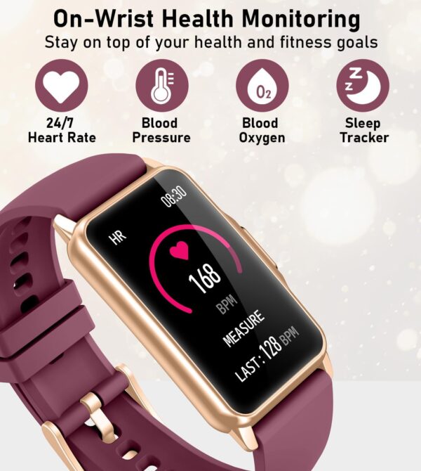 Smart Watch Health Fitness Tracker with 24/7 Heart Rate, Blood Oxygen Blood Pressure Sleep Monitor, 115 Sports Modes, Step Calorie Counter Pedometer IP68 Waterproof for Android and iPhone Women Men - Image 4