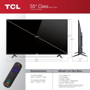 TCL 55″ Class 4-Series 4K UHD HDR Smart Roku TV – 55S435, 2021 Model