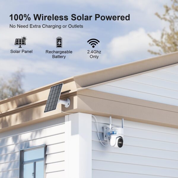 Cameras for Home Security Outdoor, WiFi Outdoor Camera Wireless, Solar Security Cameras Wireless Outdoor, 360 PTZ, PIR Sensor, 2K HD Color Night Vision, 2-Way Talk, IP66 Waterproof - Image 2