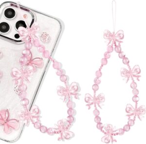 Read more about the article Phone Charms Strap-Pink Bow Strawberry Cherry Charm Strap Universal Lanyard Wrist Chain String for Phone Case