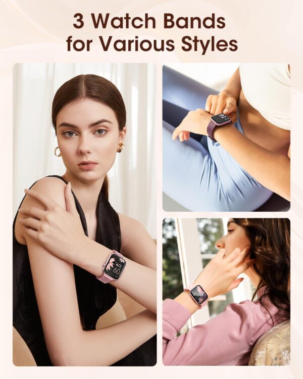 Smart Watches for Women, Health Fitness Watch for Android iPhone, Sleep/Heart Rate/SpO2/Blood Pressure Monitor, 1.85'' Smartwatch for Calls/SMS/Notifications, 100+ Sports Modes, 300+ Dials, 3 Bands - Image 8