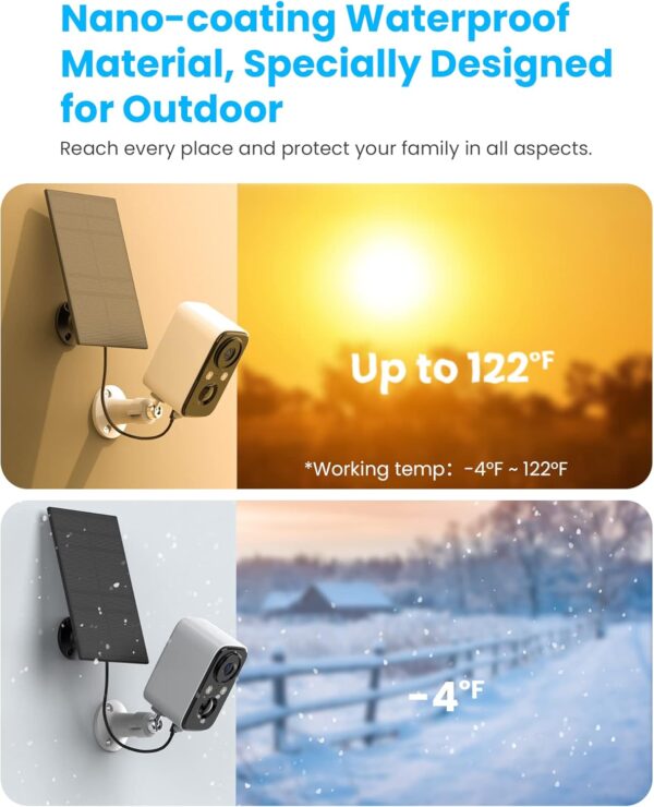 FOAOOD Solar Panel Security Cameras Wireless Outdoor - Battery Powered Cameras for Home Security WiFi Camera Surveillance Indoor System Floodlight Night Vison Alarm Motion Sensor Light Door Cam - Image 7