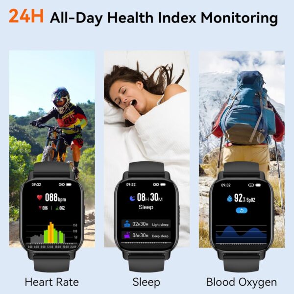 Smart Watch for Men Women with Bluetooth Call/Message Reminder, Smartwatch 1.85" Touch Screen, Fitness Watch Heart Rate/Sleep/Calories/Steps Monitor, 112+ Sport Mode, Activity Tracker for Android iOS - Image 3