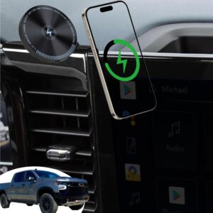 Read more about the article for Chevy Silverado Phone Mount GMC Sierra 1500 Phone Mount Magnetic 15W Fast Wireless Charger for Chevy Silverado 2022-present and GMC Sierra 2025-present Only Supports Large Screen Interior