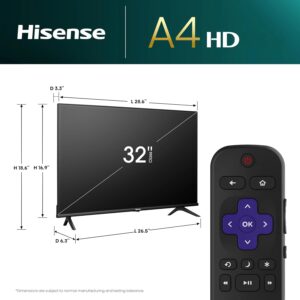 Hisense 32-Inch Class A4 Series HD 720p Smart Roku TV with Alexa Compatibility (32A4HNR) – Dolby Audio, Slim Bezel Design, Google Assistant