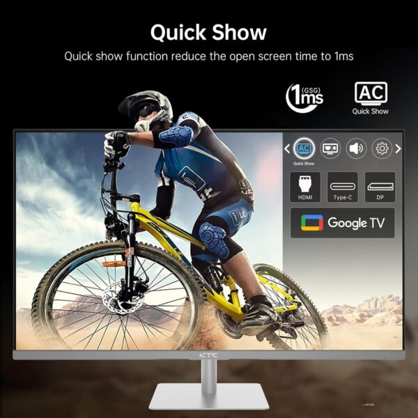 KTC 32 Inch 4K Smart Monitor with Google TV System 3840 * 2160P Netflix Licensed Type C 65W PD Speakers 5W*2 Dolby Audio Hey Google Voice Remote HDR WiFi Bluetooth VESA Tiltable 32 in Smart TV - Image 6