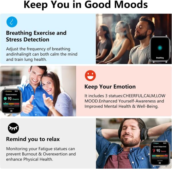 Smart Watch with Ai Functions GPS Tracking for Android Phones and iPhone Compatible Bluetooth Call Message Alert Heart Rate/Sleep/Monitor IP68 Waterproof for Men Women - Image 7