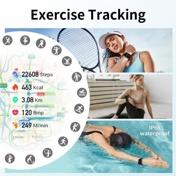 Smart Watch for Men Women (Answer/Make Call /1.96" Screen) Fitness Tracker IP68 Waterproof Activity Tracker Smartwatch for iOS Android - Image 3