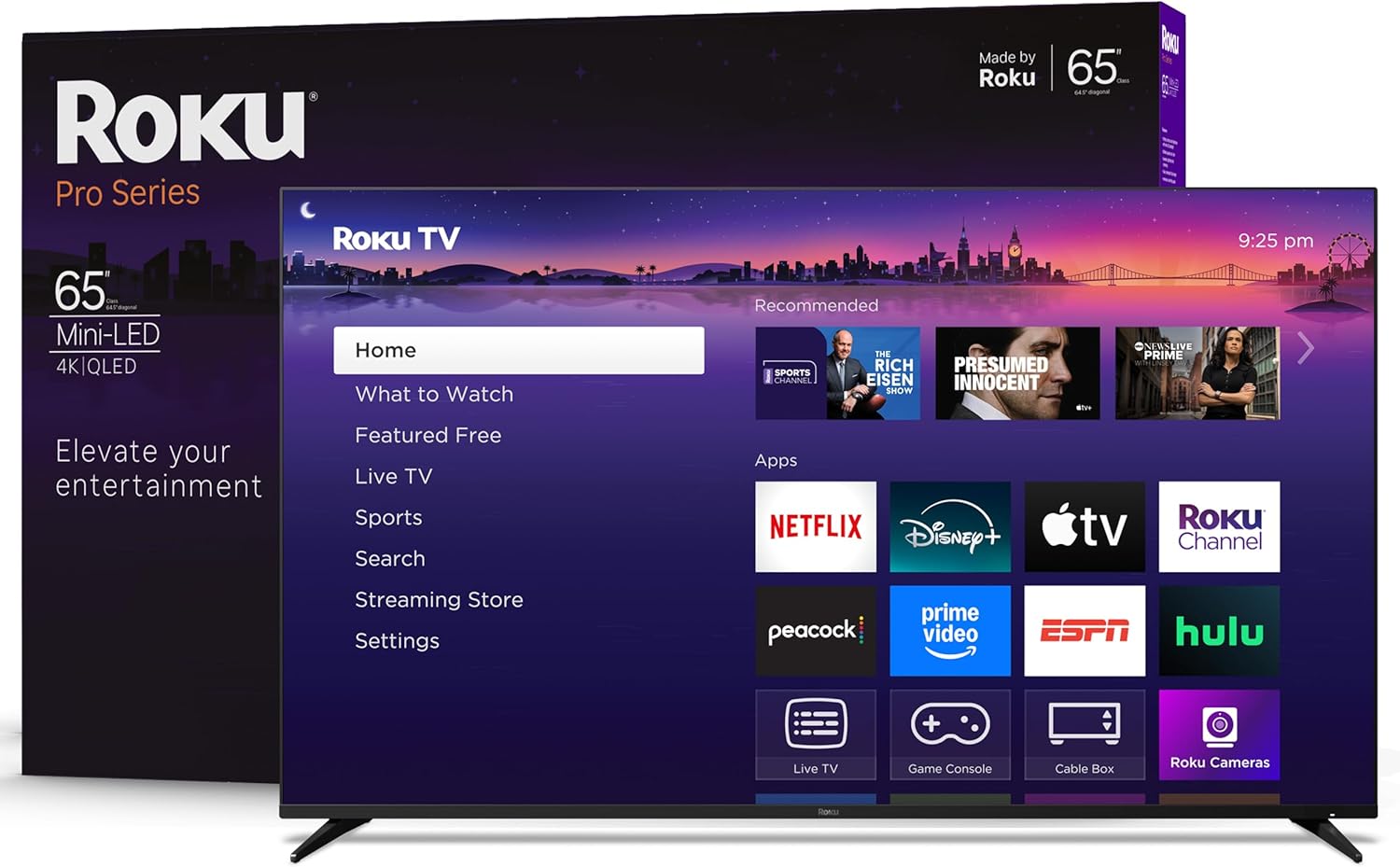 Roku Smart TV 2025 – 65-Inch Pro Series, Mini-LED TV – RokuTV with Backlit Voice Remote Pro – Flat Screen 4K QLED Television with 120Hz Refresh Rate & Dolby Vision IQ, Live News, Sports, Entertainment