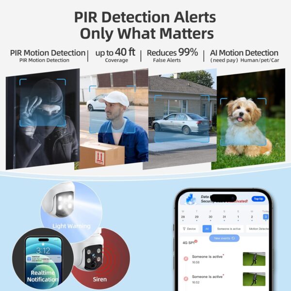 Solar Security Cameras Wireless Outdoor, 4MP Solar Powered, 4 Cam kit, Color Night Vision, 360° PTZ, 500G HDD Local Recording, No Monthly Fees - Image 6