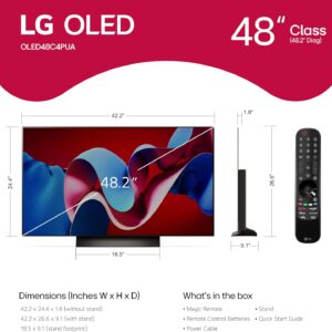 LG 48-Inch Class OLED evo C4 Series Smart TV 4K Processor Flat Screen with Magic Remote AI-Powered with Alexa Built-in (OLED48C4PUA, 2024),Black