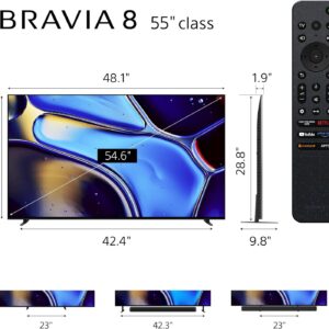 Sony 55 Inch OLED 4K Ultra HD TV BRAVIA 8 Smart Google TV with Dolby Vision HDR and Exclusive Features for PlayStation 5 (K-55XR80)