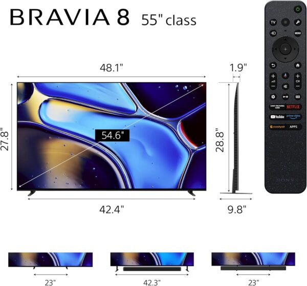 Sony 55 Inch OLED 4K Ultra HD TV BRAVIA 8 Smart Google TV with Dolby Vision HDR and Exclusive Features for PlayStation 5 (K-55XR80) - Image 2