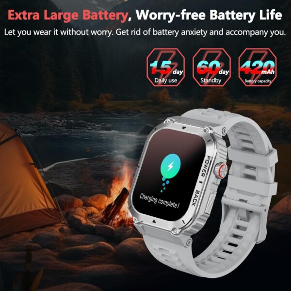 Military Smart Watch with GPS and Map(Answer/Make Call), Smartwatches with Health Monitor, Compass/Altitude/Air Pressure,100+ Sport Modes, Fitness Tracker for Android/iPhone (with GPS+Map, Gray) - Image 9