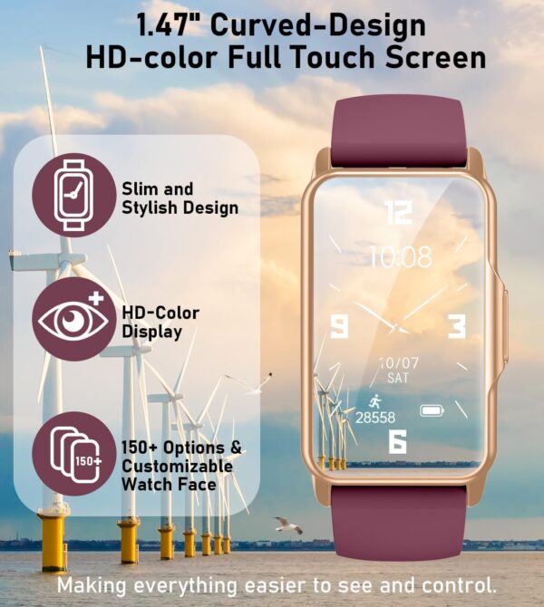 Smart Watch Health Fitness Tracker with 24/7 Heart Rate, Blood Oxygen Blood Pressure Sleep Monitor, 115 Sports Modes, Step Calorie Counter Pedometer IP68 Waterproof for Android and iPhone Women Men - Image 2