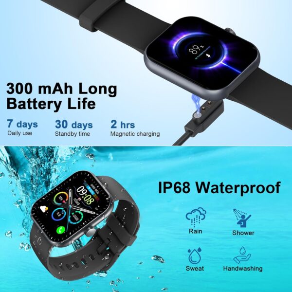 Smart Watch(Answer/Make Call), 1.96" Smartwatch for Men Women, 2025 New Fitness Watch with 110+ Sport Modes, Pedometer, Heart Rate/Sleep Monitor, IP68 Waterproof Activity Tracker for Android iOS - Image 7