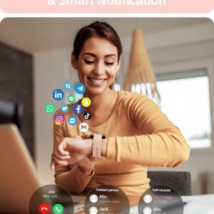 Parsonver Smart Watch for Women(Answer/Make Calls), HD Screen Fitness Tracker IP68 Waterproof, 100+ Sport Modes, Heart Rate/Sleep/SpO2/Steps Monitor, Round Smartwatch for Android & iPhone, Rose Gold