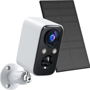 FOAOOD Solar Panel Security Cameras Wireless Outdoor – Battery Powered Cameras for Home Security WiFi Camera Surveillance Indoor System Floodlight Night Vison Alarm Motion Sensor Light Door Cam