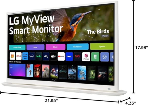 LG 32SR70U-W 32-Inch 4K UHD Smart Monitor with IPS Display webOS 23 USB Type-C Speakers x2 HDR 10 AirPlay 2 Screen Share Bluetooth Remote - White - Image 13