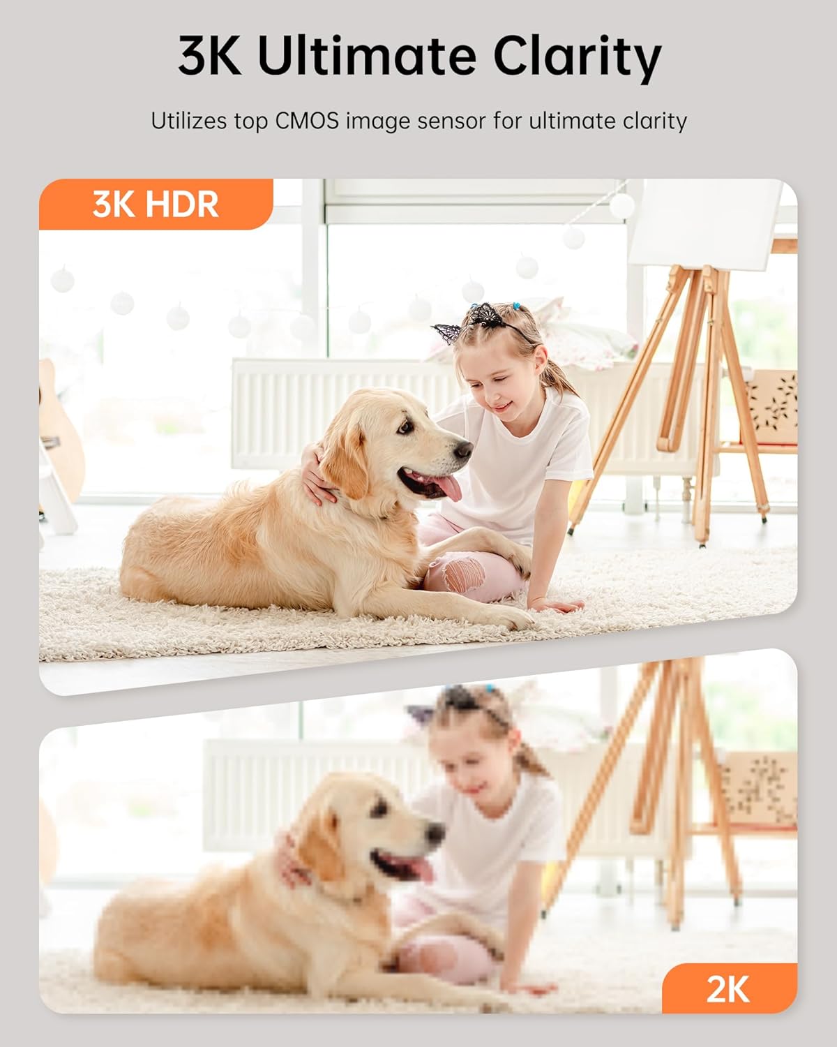 FOSCAM 3K 5MP WiFi Pet Cameras for Home Security, 2.4GHz Indoor Camera Baby Monitor with 360° Pan Tilt, 2-Way Audio, 20X Digital Zoom, Night Vision, AI Human Detection, Cloud & SD Card Storage - Image 2