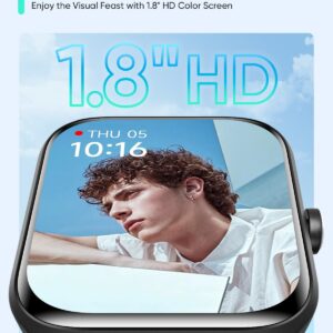 Fitpolo Smart Watches for Men Android & iPhone, Alexa Built-in [1.8″ HD Screen] IP68 Waterproof Fitness Watch with Bluetooth Call (Answer/Make), Heart Rate/Sleep/SpO2 Monitor, 105+ Sports Tracker