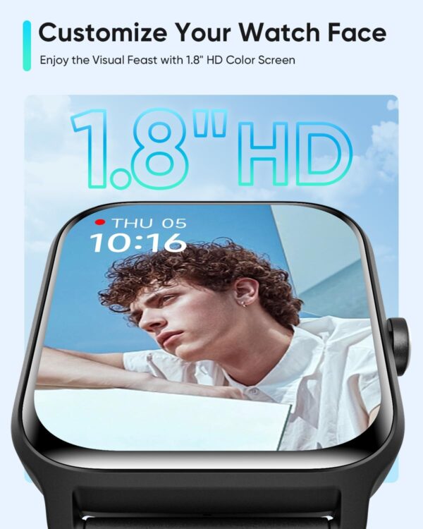 Fitpolo Smart Watches for Men Android & iPhone, Alexa Built-in [1.8" HD Screen] IP68 Waterproof Fitness Watch with Bluetooth Call (Answer/Make), Heart Rate/Sleep/SpO2 Monitor, 105+ Sports Tracker - Image 2