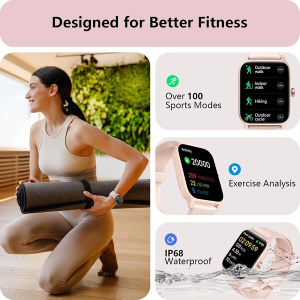 Tensky Smart Watch for Women Android & iPhone, Alexa Built-in, 1.8" Fitness Tracker with Answer/Make Call, IP68 Waterproof/SpO2/Heart Rate/Sleep/Monitor, Activity Tracker for 100+Sport Modes - Image 5