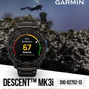 Wearable4U – Garmin Descent Mk3 & Mk3i 51 mm & 43 mm, Titanium Dive Computer – Extra-Long Strap | Up to 25 Days Battery Life, AMOLED Display, GPS Smartwatch & Gift Bundle (010-02752-13)