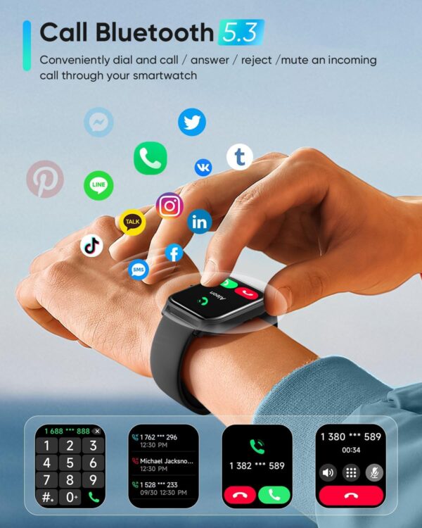 Fitpolo Smart Watches for Men Android & iPhone, Alexa Built-in [1.8" HD Screen] IP68 Waterproof Fitness Watch with Bluetooth Call (Answer/Make), Heart Rate/Sleep/SpO2 Monitor, 105+ Sports Tracker - Image 5