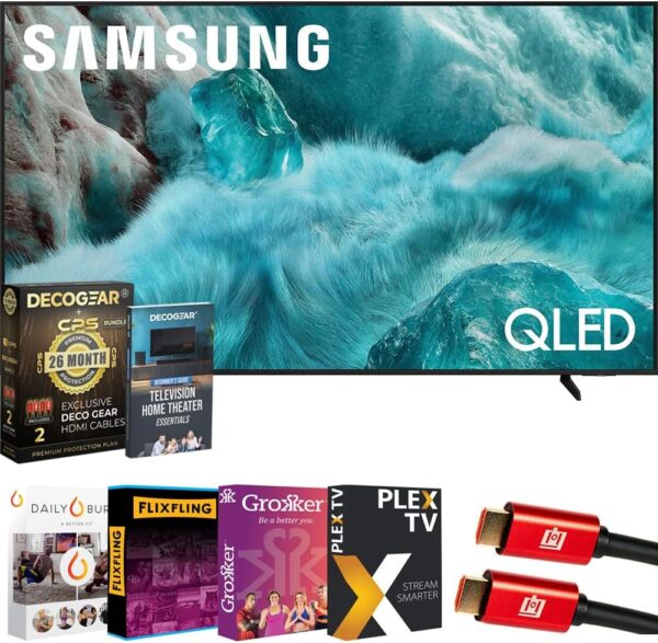 Samsung 75" QLED Q7F 4K Smart TV (2025) Vision AI, Quantum HDR | CPS Exclusive 26 Month Protection, 2X HDMI Cables, Premiere Movies Streaming & Deco Gear Complete Home Theater Beginner's Guidebook