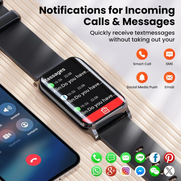 Smart Watch for Men Women (Answer/Make Calls), 1.57" Curved Screen Fitness Tracker IP68 Waterproof with 24/7 Heart Rate/Sleep Monitor, Two Straps Activity Trackers for Android and iPhone - Image 2