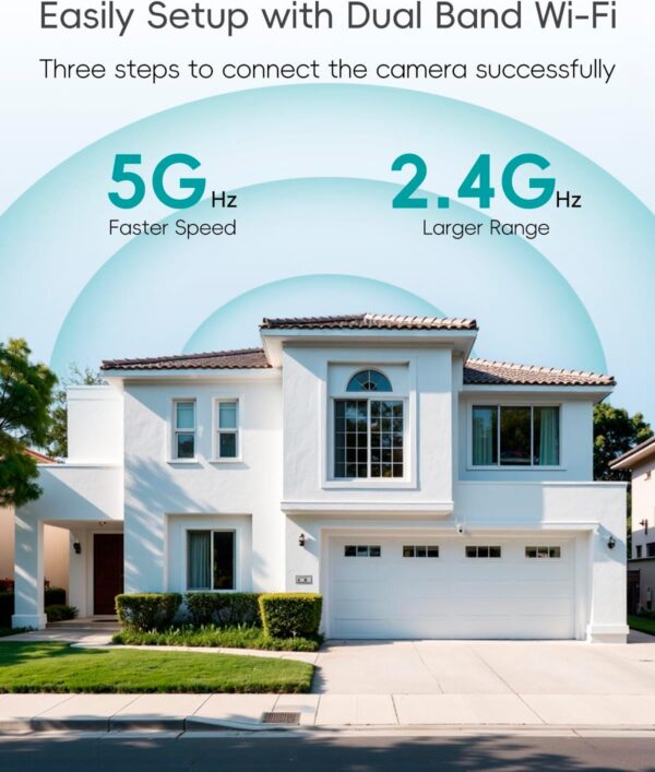 ZUMIMALL 3MP Security Camera Outdoor - 360° PTZ Auto Tracking | 24/7 Recording Wired Power, 2.4G/5G Wireless WiFi | Motion & Noise Detection, Color Night Vision, 2-Way Audio | Works with Alexa - Image 6
