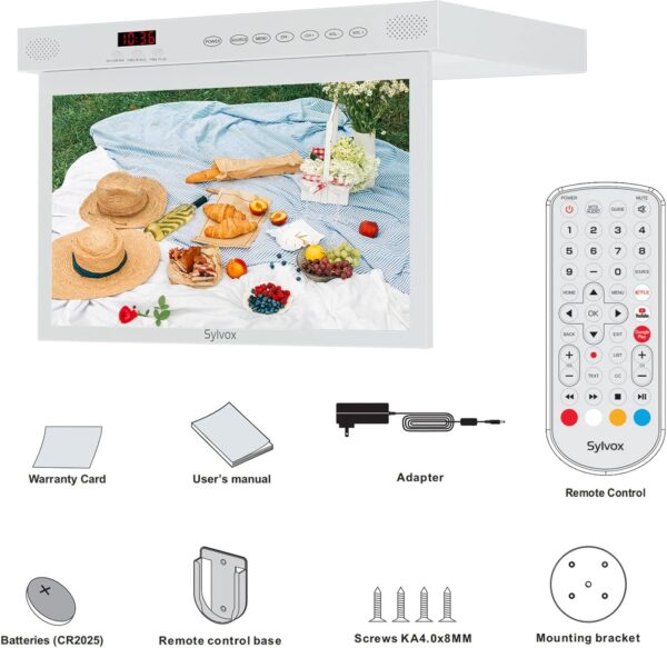 SYLVOX Kitchen TV,15.6 inch Under Cabinet TV, Televison for Kitchen, Smart TV Built-in APP Store, Support WiFi Bluetooth, 1080P Small TV for RV Camper, Bedroom, Boat - Image 6