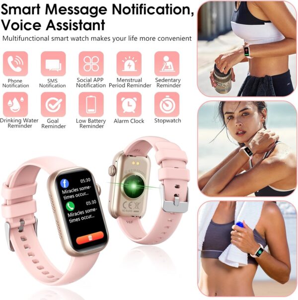 Fitness Tracker, Smart Watch with 24/7 Dynamic Heart Rate Blood Oxygen Monitoring Sleep Tracker Answer / Make Call 24 Sports Modes Pedometer IP68 Waterproof Step Calorie Counter for Women Men (Pink) - Image 5