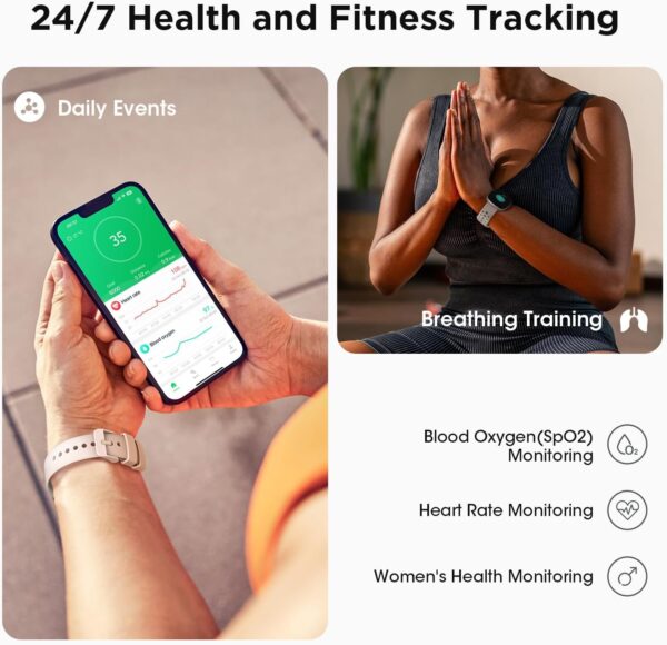 Smart Watches for Women Fitness: Fitness Tracker with Make/Recive Call 24/7 Heart Rate SpO2 Sleep Monitor 120 Sport Mode 5ATM Smartwatch for iPhone Android Phones Birthday Gifts for Women Men 3Bands - Image 3