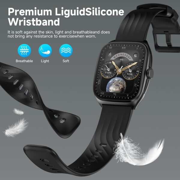 SOUYIE Smart Watch with SOS, 1.85" AMOLED Display Fitness Tracker, Heart Rate Blood Oxygen Sleep Monitor for Men Women, IP68 Waterproof Sport Watch, Answer/Make Calls, Compatible with Android iPhone - Image 9