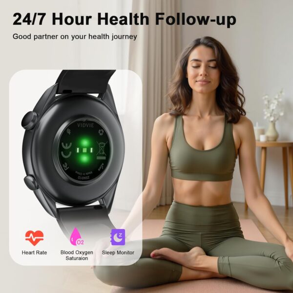Smart Watches for Men Women(Answer/Make Calls), 1.43" AMOLED HD with 100+ Sport Modes, Heart Rate/Sleep Monitor/Steps/Calories/IP68 Waterproof Fitness Tracker, smartwatch for Android iOS,Black - Image 4