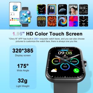 Smart Watch(Answer/Make Call), 1.96″ Smartwatch for Men Women, 2025 New Fitness Watch with 110+ Sport Modes, Pedometer, Heart Rate/Sleep Monitor, IP68 Waterproof Activity Tracker for Android iOS