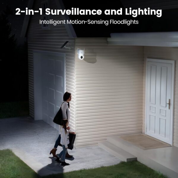AOSU Security Cameras Wireless Outdoor - 3K/5MP Solar Powered 400-Lumen Floodlight Camera, 360° Pan/Tilt Surveillance, Night Vision, 2.4G WiFi Camera, Auto Tracking, AI Human/Vehicle/Pet Detection - Image 4
