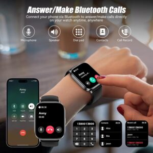 Smart Watch for Men Women, 2.01″ HD Smartwatch with 120 Sports Modes, Heart Rate/Sleep Monitor, IP67 Waterproof Fitness Tracker, Compatible with Android iOS Phones (Black)
