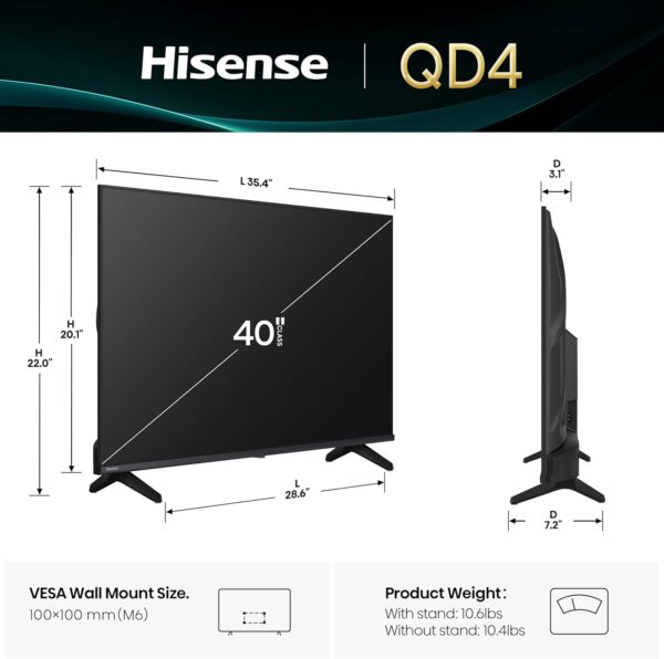 Hisense 40-Inch Class QD4 Series QLED FHD Smart Fire TV (40QD4QF, 2025 Model) - Quantum Dot Color, DTS Virtual: X, Alexa Built in, Slim Bezel Design - Image 2