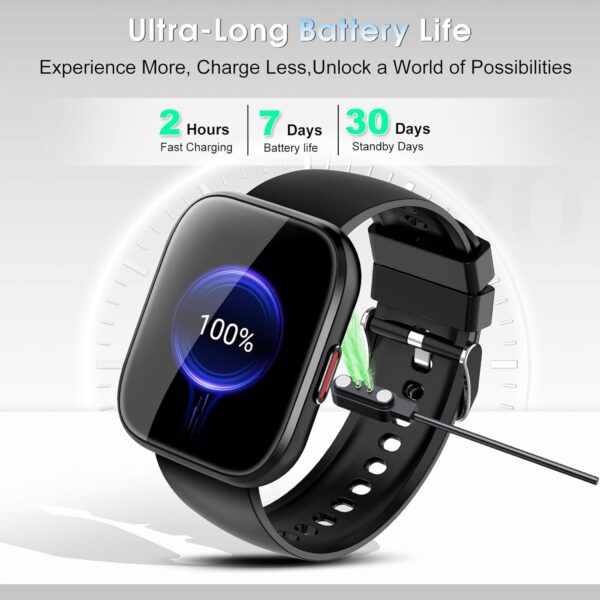 Smart Watch for Men Women Bluetooth Call, 1.85" HD Touch Screen Fitness Watch with Sleep Heart Rate Monitor, 112+ Sports Modes, IP68 Waterproof Activity Trackers for Android iOS, Black - Image 7