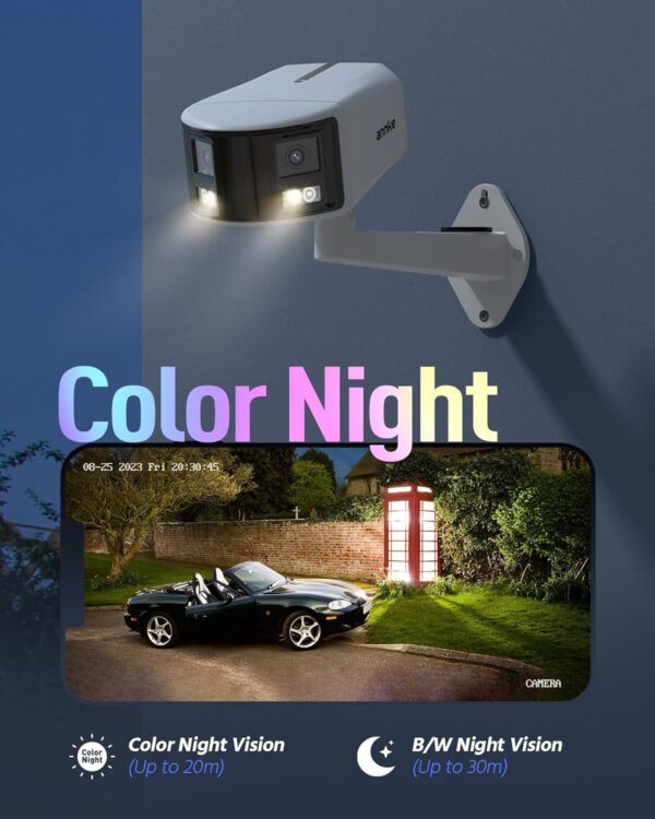 ANNKE FCD800 4K PoE Security Camera System, Dual Lens Outdoor IP Camera, 180 Degree Viewing Angle, Human Vehicle Detection, Color Night Vision, Two Way Talk, Up to 256GB microSD Card - Image 3