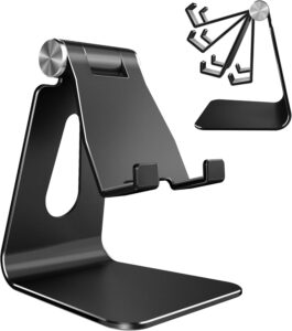 Read more about the article CreaDream Adjustable Cell Phone Stand, Phone Stand, Cradle, Dock, Holder, Aluminum Desktop Stand Compatible with Phone Xs Max Xr 8 7 6 6s Plus SE Charging, Accessories Desk,All Mobile Phones-Black