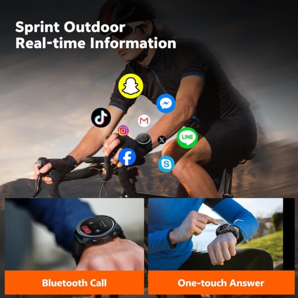 Military Smart Watches for Men Built-in GPS(Answer/Make Calls), 1.43" AMOLED Screen with Compass, Altitude, Barometer, 3ATM Waterproof, Fitness Watch with Health Monitor for Android iOS - Image 7
