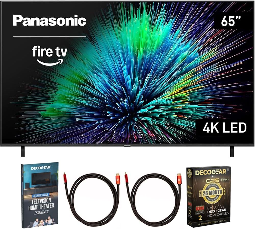 Panasonic TV-65W70BP W70 Series 65 inch LED 4K Ultra HD Smart Fire TV Bundle with 2X 6FT Universal 4K HDMI Cable, Theater Essentials and CPS Exclusive 26 Month Protection Pack (BEACH-CPS-26M1000ATV)